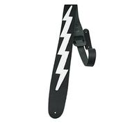 Perri's Leathers Ltd. - Correa de guitarra - Cuero - The Famous Collection - Lightning Bolt - Negro/Blanco - Ajustable - Para guitarras acústicas/bajas/eléctricas - Fabricada en Canadá (BLB-218)