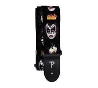 Perri's Leathers Ltd. - KISS - Faces - Diseño de transferencia de calor en correa de guitarra de poliéster - Longitud ajustable - Para Guitarras eléctricas, acústicas y bajos - Fabricadas en Canadá