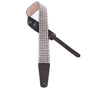 Perri's Leathers P25ST7113 Studded Guitar Strap with Leather Ends - Fits Bass, Acoustic and Electric Guitars, 2.5"/49" x 60", Silver