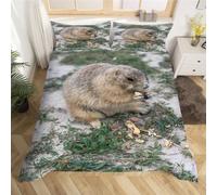 Perrito de la Pradera Funda de Nórdica 160x200 Impresión 3D Animales Salvajes 3 Piezas Juego de Cama Funda Nórdica Suave Microfibra con Cierre Cremallera y 2 Fundas Almohada 50x75 319-K