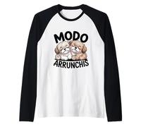 Perritos Dormidos Frase Divertida Cute Amor Modo Arrunchis Camiseta Manga Raglan