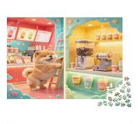 Perro Adorable Tienda de té con Leche Puzzle de 1000 Piezas Papel para Adultos Relajación Decoración Regalo Familia Nan