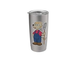 Perro Agricultor Horca Granja Vaso térmico de acero inoxidable de doble pared