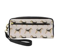 Perro Airedale Terrier, Bolsa de Maquillaje Bolsa de cosméticos Bolsa de Aseo de Viaje portátil Estuche de Cuero para Mujeres y niñas