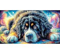 Perro Akita observando Peces koi Junto a una Cascada Puzzle de 1000 Piezas - DesaFío edugatoivo diFícil para Adultos Actividad para casa 75x50/1000pcs