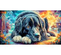 Perro Akita observando Peces koi Junto a una Cascada Puzzle de 1000 Piezas - Juego diFícil de Papel Reciclado Actividad para casa Regalo 75x50/1000pcs