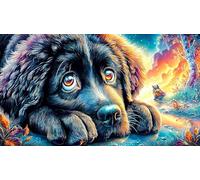 Perro Akita observando Peces koi Junto a una Cascada Puzzle de 1000 Piezas - Juego diFícil de Papel Reciclado Actividad para casa Regalo 75x50/1000pcs