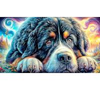 Perro Akita observando Peces koi Junto a una Cascada Puzzle de 1000 Piezas para Adultos - Juego edugatoivo & Relajación Decoración de Pared & Regalo 38x52/1000pcs