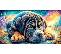 Perro Akita observando Peces koi Junto a una Cascada Puzzle para Adultos de 1000 Piezas de Papel Reciclado - Actividad para casa & Regalo Divertido para Adultos 38x52/1000pcs