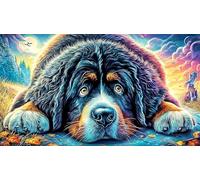 Perro Akita observando Peces koi Junto a una Cascada Puzzle para Adultos de 1000 Piezas - Juego diFícil & Estimulante Actividad para casa Regalo 38x52/1000pcs