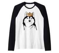 Perro Alaskan Klee Kai con Corona Camiseta Manga Raglan