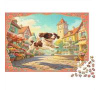 Perro Alegre Puzzle de 1000 Piezas Papel Puzzle para Adultos Calle de Pueblo Alemán Relajación Interacción Familiar Regalo Hogar 38x26cm/1000pcs