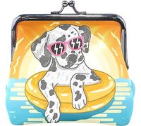 Perro ama Relajarse en la Piscina Monedero Retro Bolsa de Dinero con Hebilla de Cierre de Beso Cartera Titular de la Tarjeta para Mujeres y niñas