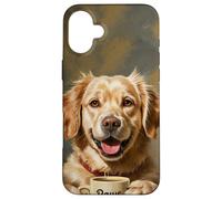 Perro Amante del Café Paws and Sip Art Cute Pet Carcasa para iPhone 16 Plus