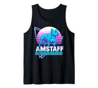 Perro American Staffordshire Terrier Retro Vintage Synthwave Camiseta sin Mangas