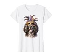 Perro American Water Spaniel Terrier Mardi Gras Camiseta gráfica económica, Mujer, Blanco, M