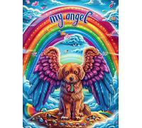 Perro ángel con alas de arcoíris Puzzle 1000 Piezas Familiar Pasatiempo Cuento de Hadas acompañante Adorable Rompecabezas 3D para Familia Juguete Educativo Construir Maquetas Aliviar Estrés 1000 PCS