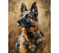 Perro Animal DIY Kit Alfombra Gancho De Pestillo Retrato De Pastor Alemán Kits Para Alfombras Con Aguja De Pestillo,Kit De Ganchillo Para Principiantes,Juego De Tapiz Con Lienzo Impre 55x75cm