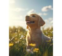 Perro Animal DIY Kit Manualidades Alfombra Golden Retriever Y Paisaje Kits Para Alfombras Con Aguja De Pestillo,Kit De Ganchillo Para Principiantes,Juego De Tapiz Con Lienzo Impreso, 80x115cm