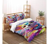 Perro arcoíris Funda Edredon 3 Piezas con Impresión En 3D Party UrbanPet con 2 Fundas De Almohada Super King（260x220cm） 100% Microfibra Juego De Cama para para Niñosy Hombres