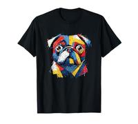Perro artístico Colorido Amante del Pug para Hombres y Mujeres Camiseta