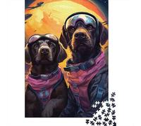 Perro Astronauta Aventura Espacial Puzzle de 1000 Piezas Papel para Adultos Ilustración Ciencia Ficción Relajante Puzzle para Toda la Familia Decoración 52x38cm/1000pcs