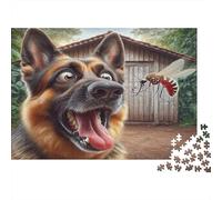 Perro asustado Frente al Mosquito 1000 Piezas Cartón Resistente Paquete De Rompecabezas Pareja Socios Divertido Juego Desafiante Entrenamiento Cerebral Regalos 70x50cm/1000pcs