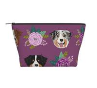 Perro Australiano Perro Pastor Australiano Floral, Bolsa de artículos de tocador Bolsa de Maquillaje Bolsa de cosméticos Bolsa de artículos de tocador de Viaje portátil