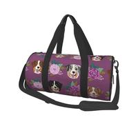 Perro Australiano Perro Pastor Australiano Floral, Bolsa de Viaje de Gran Capacidad, Bolso Redondo, Bolsa de Viaje Deportiva, Bolsa de Mano, Bolsa de Fitness