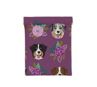 Perro Australiano Perro Pastor Australiano Floral, Squeeze Top Wallet Bolsa de Almacenamiento para Mujer Monedero pequeño Bolsa de Cambio