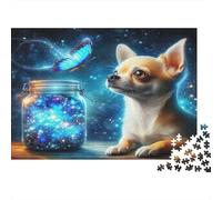 Perro Bajo Cielo Estrellado Puzzle de 1000 Piezas Papel Puzzle para Adultos Frasco Mágico Escena Relajación Interacción Familiar Decoración Hogar Regalo 38x26cm/1000pcs