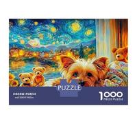 Perro bajo la Noche Estrellada Jigsaw Perro Yorkshire Puzzle Mil Piezas para Jóvenes Adultos - Papel Resistente Desarrollo Cognitivo Ocio Difícil 70x50cm/1000pcs