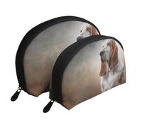 Perro Basset Hound, Bolsa de Maquillaje de Concha, Monedero pequeño para Mujer, Bolsa de artículos de tocador, Bolsa de cosméticos, 2 Piezas