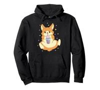 Perro Bebiendo té de Burbujas Kawaii Lindo Divertido Sudadera con Capucha