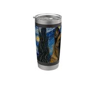 Perro belga Malinois Van Gogh Noche estrellada Vaso térmico de acero inoxidable de doble pared
