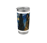 Perro belga Malinois Van Gogh Noche estrellada Vaso térmico de acero inoxidable de doble pared