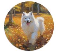 Perro Blanco Puzzle de 1000 Piezas Papel Escena Bosque Otoñal Puzzle para Adultos Puzzle para Toda la Familia Relajación Decoración Hogar Regalo 1000pcs (67.5x67.5cm)