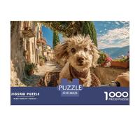 Perro Bonito Paisaje de Ciudad Europea Puzzle de 1000 Piezas Puzzle para Adultos Puzzle para Toda la Familia Relajación Decoración Regalo 38x26cm/1000pcs 38x26cm/1000pcs
