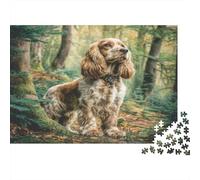 Perro Bonito Rompecabezas de Papel de Cocker Spaniel en Bosque Iluminado por el Sol, para niños +12, Divertido 70x50cm/1000 Piezas
