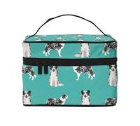 Perro Border Collie Azul Merle, Bolsa de Maquillaje Bolsa de cosméticos Bolsa de Aseo de Viaje portátil Estuche para lápices
