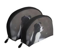 Perro Border Collie Manchado Nieve, Bolsa de Maquillaje de Concha, Monedero pequeño para Mujer, Bolsa de artículos de tocador, Bolsa de cosméticos, 2 Piezas