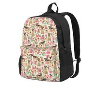 Perro Border Terrier con estampado floral vintage,Mochila con bolsillos, mochila informal para el día a día, resistente al agua, ideal para la escuela, viajes