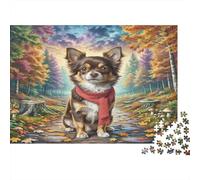Perro Bosque de Otoño Puzzle de 1000 Piezas Juego de Puzzle 1000 Piezas Papel para Adultos Paisaje de Otoño Puzzle para Toda la Familia Relajación Decoración Regalo 38x26cm/1000pcs