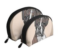 Perro Boxeador, Bolsa de Maquillaje de Concha, Monedero pequeño para Mujer, Bolsa de artículos de tocador, Bolsa de cosméticos, 2 Piezas