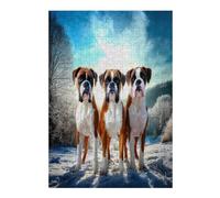 Perro Boxeador Puzzles 300 Piezas Impossible 3D Ultra Difícil Perro Lindo Pet Rompecabezas para Adultos Desafío Intelectual Estera Portátil DIY Moderno Creativo 300 PCS