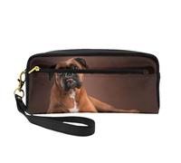 Perro Boxer Acostado Genial, Bolsa de Maquillaje Bolsa de cosméticos Bolsa de Aseo de Viaje portátil Estuche de Cuero para Mujeres y niñas