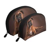 Perro Boxer Acostado Genial, Bolsa de Maquillaje de Concha, Monedero pequeño para Mujer, Bolsa de artículos de tocador, Bolsa de cosméticos, 2 Piezas