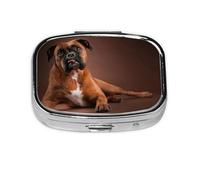 Perro Boxer Acostado Genial, Pastillero cuadrado para bolsillo o monedero, pequeño contenedor de pastillas, organizador de pastillas de viaje