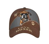 Perro Bóxer Blanca Cervatillo De Amor Vintage sobre Cuero Marrón Unisex Gorra-Camionero Casuales Sombrero-Papá Ajustable Gorra-Deportiva para Deportes Pesca Viaje