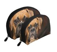 Perro Bóxer, Bolsa de Maquillaje de Concha, Monedero pequeño para Mujer, Bolsa de artículos de tocador, Bolsa de cosméticos, 2 Piezas